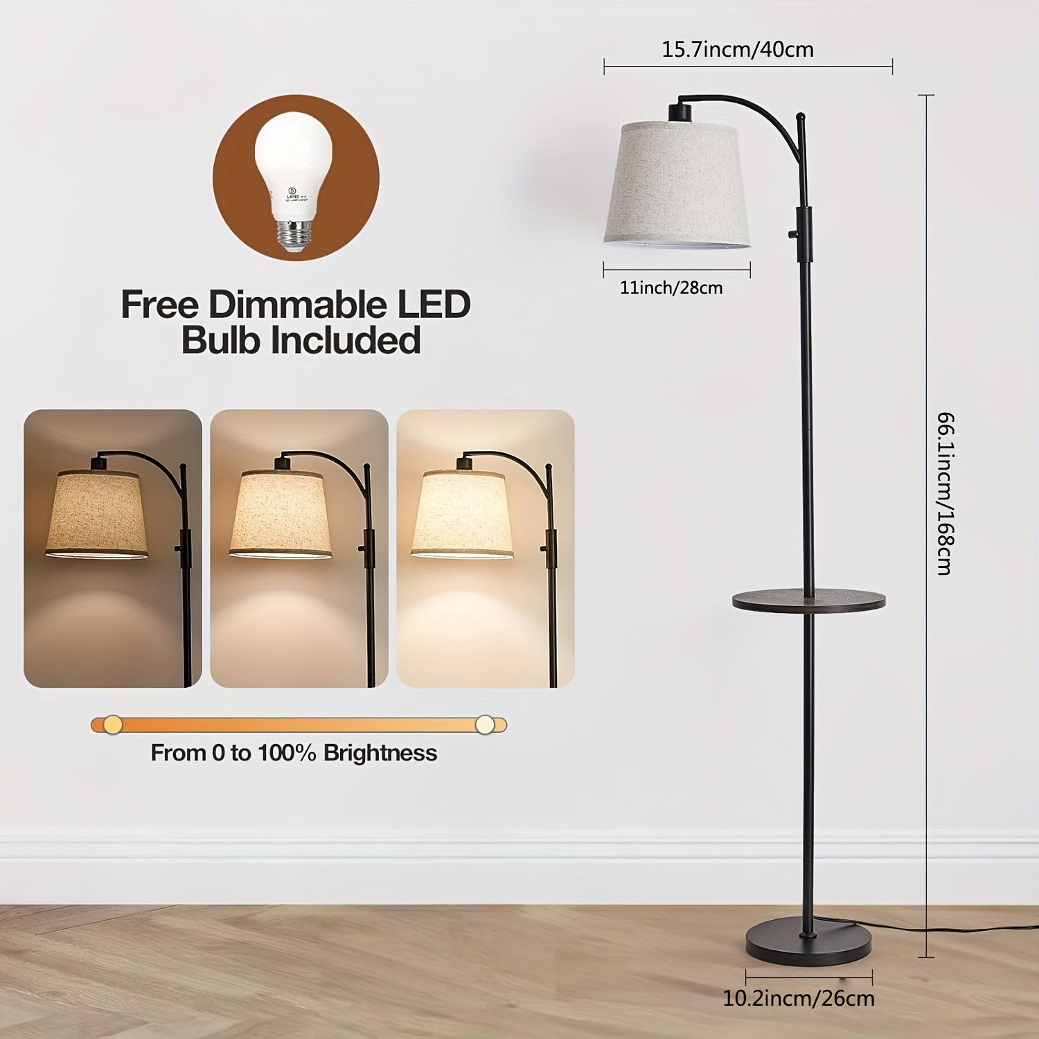 A Floor Lamp for The Living Room That Offers Full Dimming, Featuring a Vertical Rotary Switch