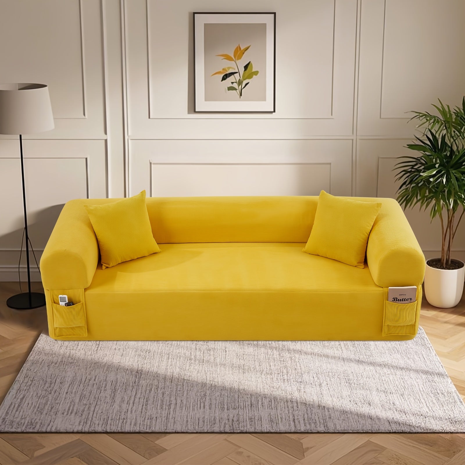 Floor Sofa Sofa In A Box, No Installation Easy to Transport Memory Foam with Individual Pocket Springs Seat