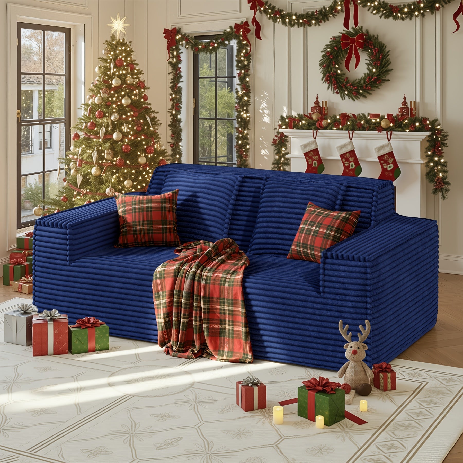 75'' Cloud Loveseat Sofa Couch with Ottomans, Modular Sectional 2 Seater Sofa with Deep Seat