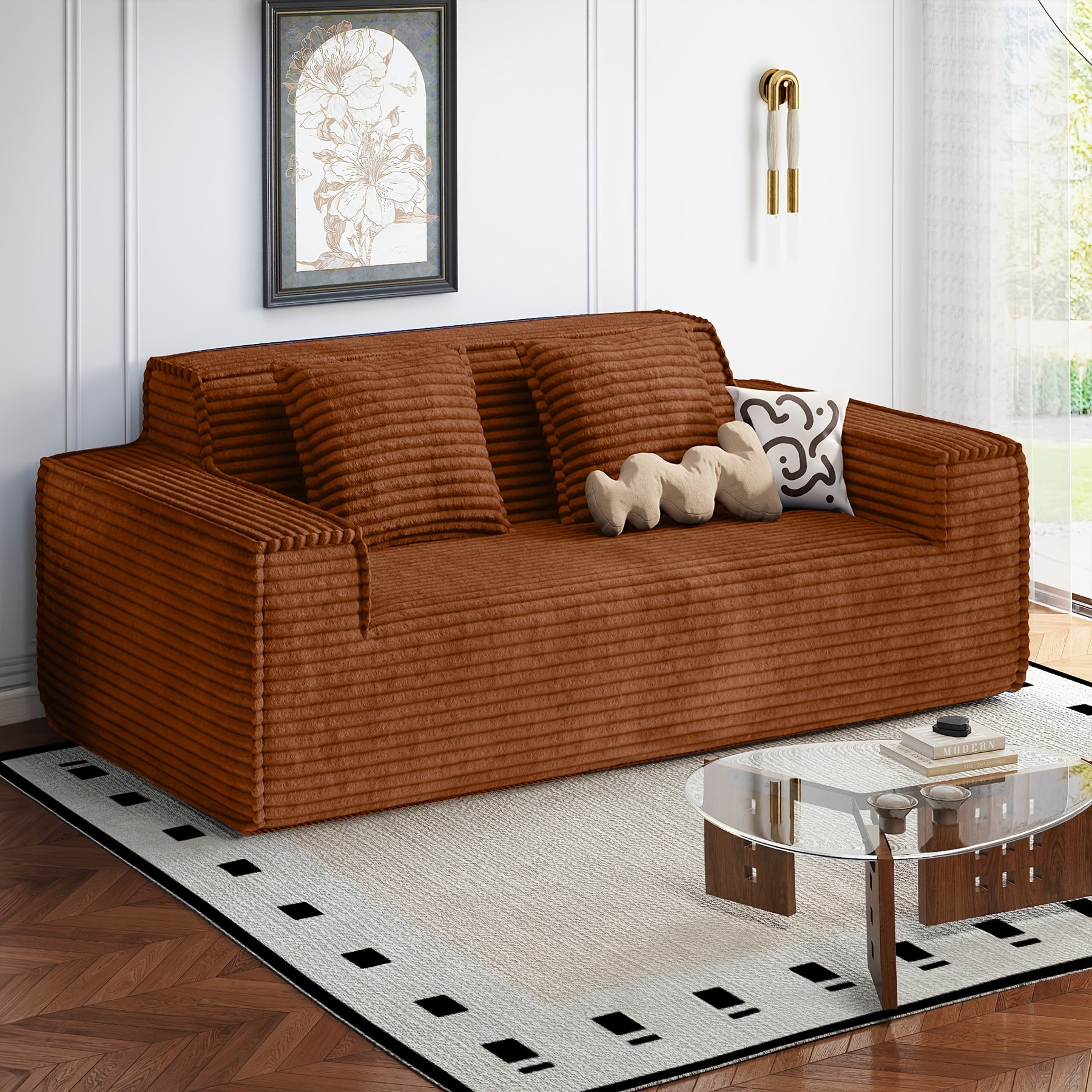 75'' Cloud Loveseat Sofa Couch with Ottomans, Modular Sectional 2 Seater Sofa with Deep Seat
