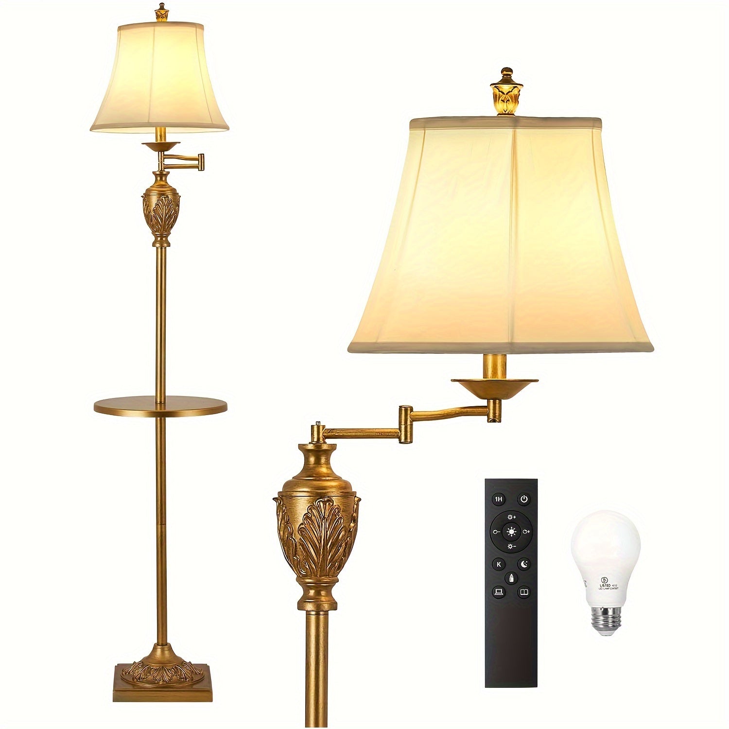 Classic LED Standing Lamp Featuring a 350° Adjustable Swing Arm - Retro Pole Light Ideal for Living Rooms