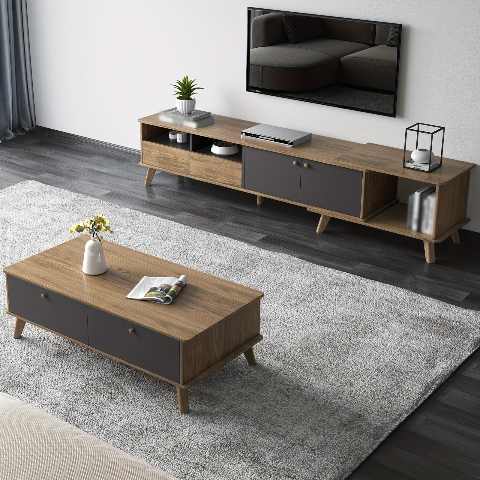 3pcs Mid Century Modern TV Stand Entertainment Center