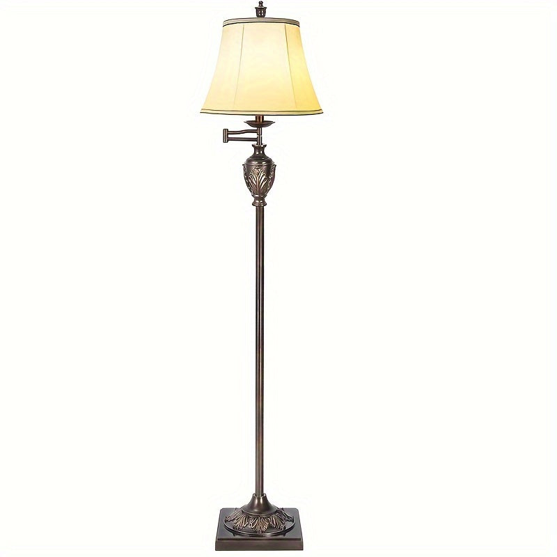 Classic LED Standing Lamp Featuring a 350° Adjustable Swing Arm - Retro Pole Light Ideal for Living Rooms