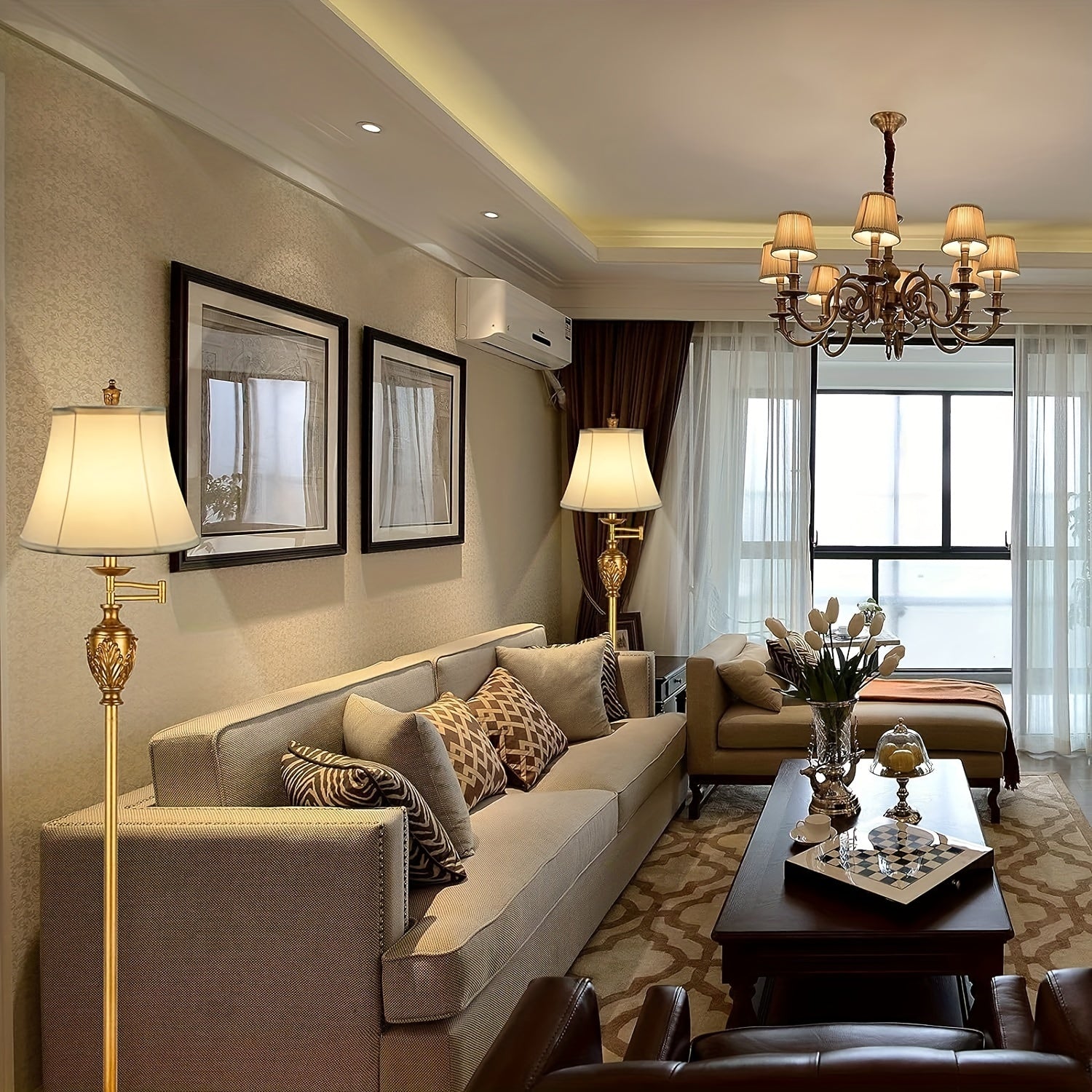 Classic LED Standing Lamp Featuring a 350° Adjustable Swing Arm - Retro Pole Light Ideal for Living Rooms