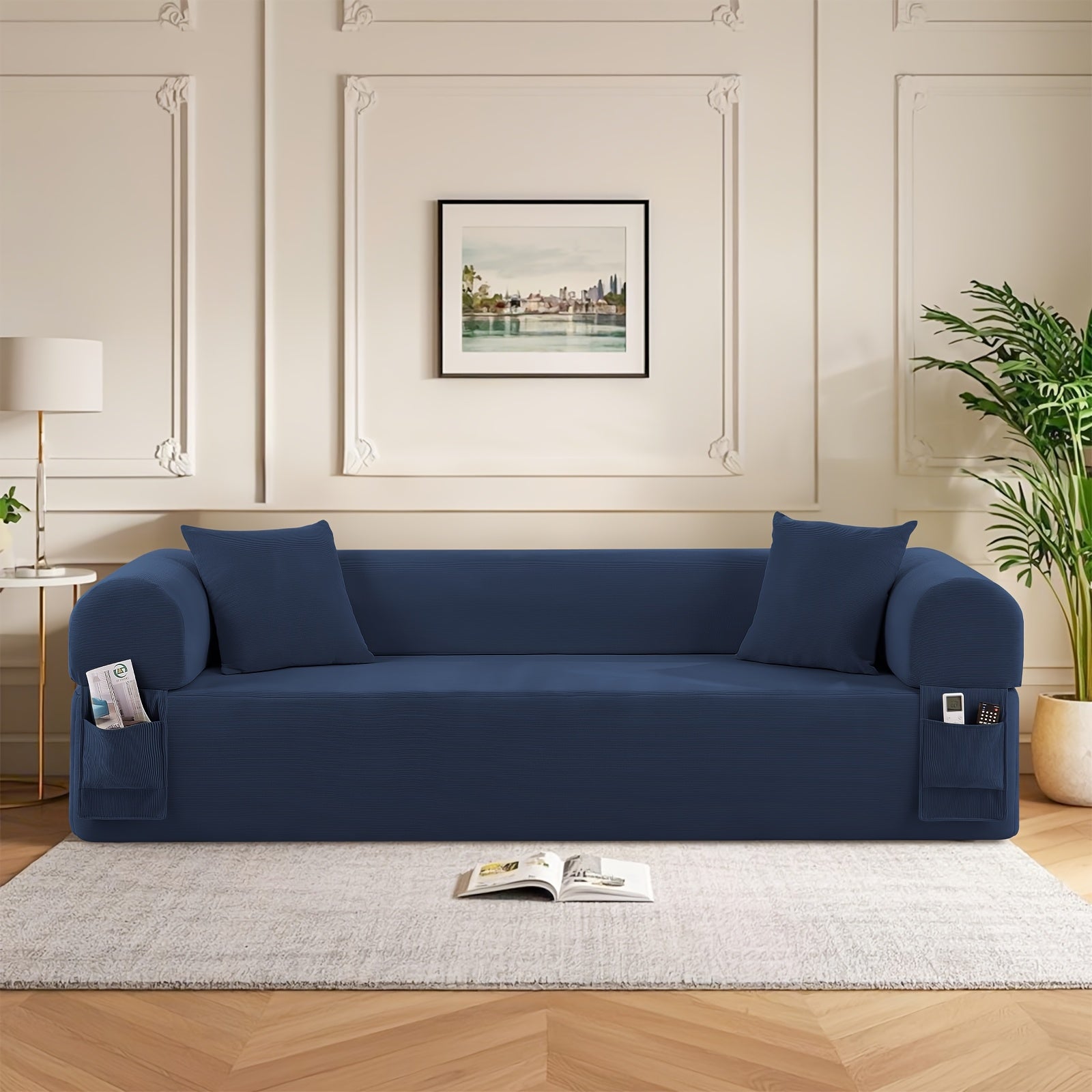 Floor Sofa Sofa In A Box, No Installation Easy to Transport Memory Foam with Individual Pocket Springs Seat