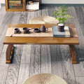1pc Japanese-Style Low Table - Solid & Wood Coffee Table with Curved Arch Bridge Legs
