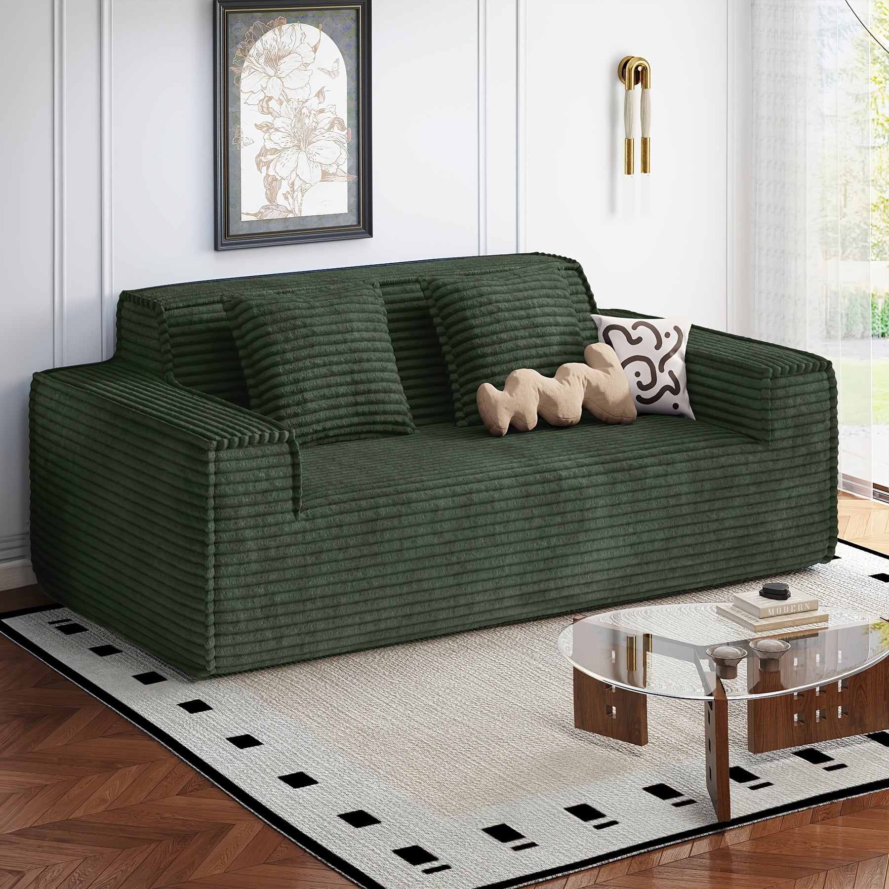 75'' Cloud Loveseat Sofa Couch with Ottomans, Modular Sectional 2 Seater Sofa with Deep Seat