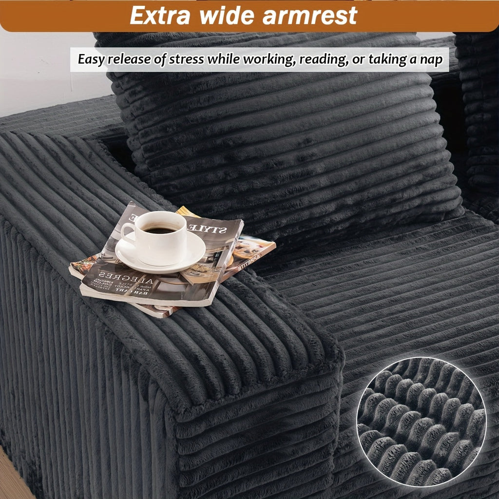 Ultra Soft Stretchy Ribbed Loveseat That Separates Into Two Individual Chairs for Flexible Living Room