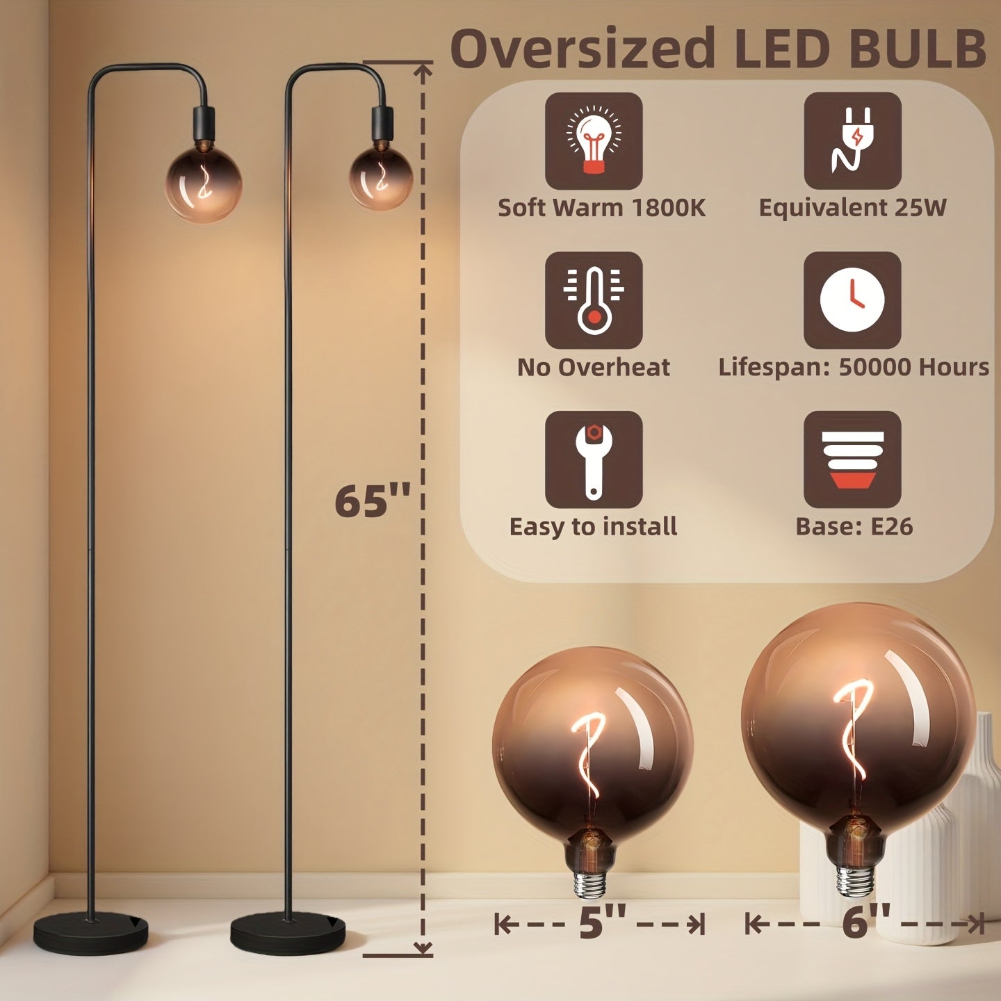 Modern Industrial Floor Lamp with 6\