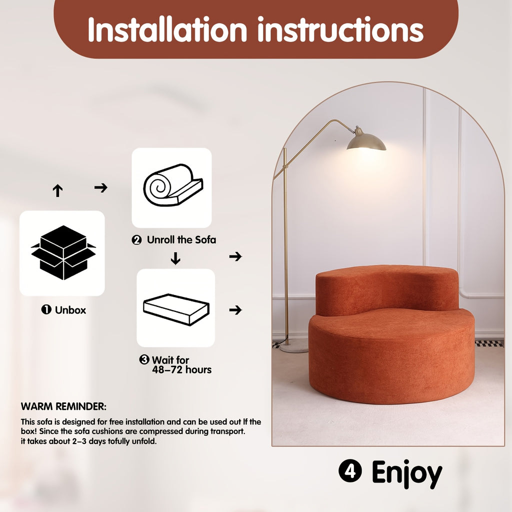 Kanai Poetry Compact Single Sofa with High-Density Memory Foam - Crush Curve Arc