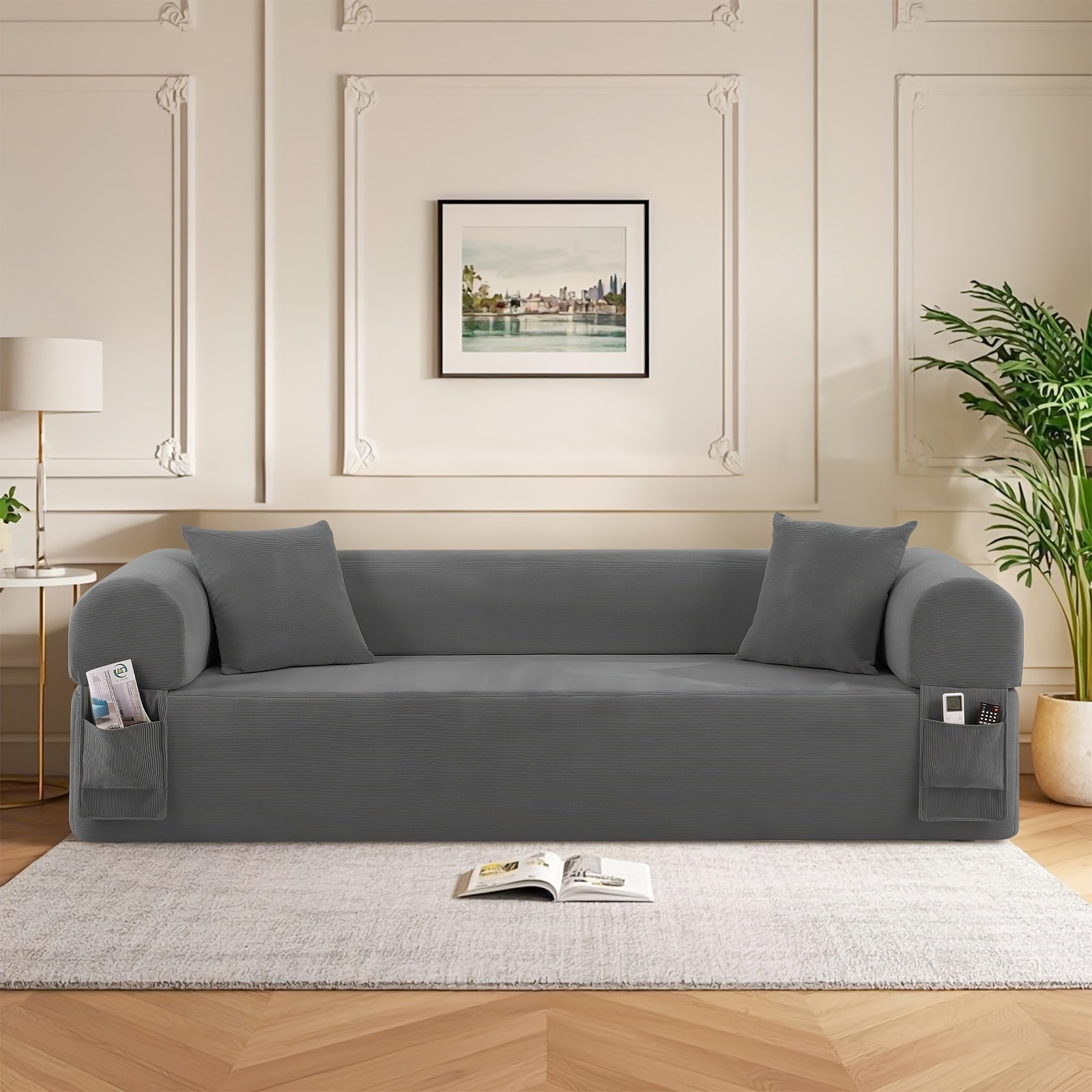 Floor Sofa Sofa In A Box, No Installation Easy to Transport Memory Foam with Individual Pocket Springs Seat