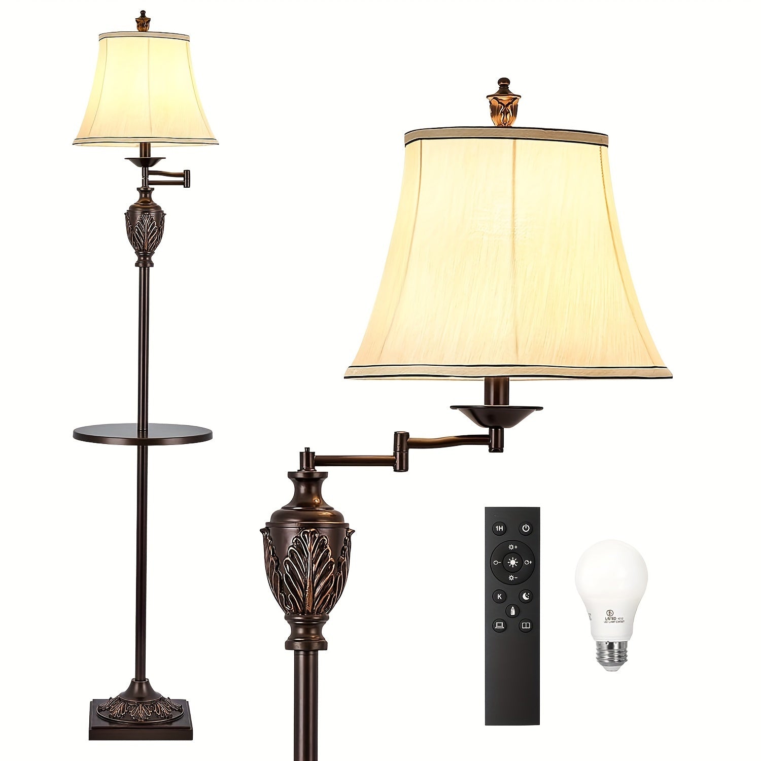 Classic LED Standing Lamp Featuring a 350° Adjustable Swing Arm - Retro Pole Light Ideal for Living Rooms