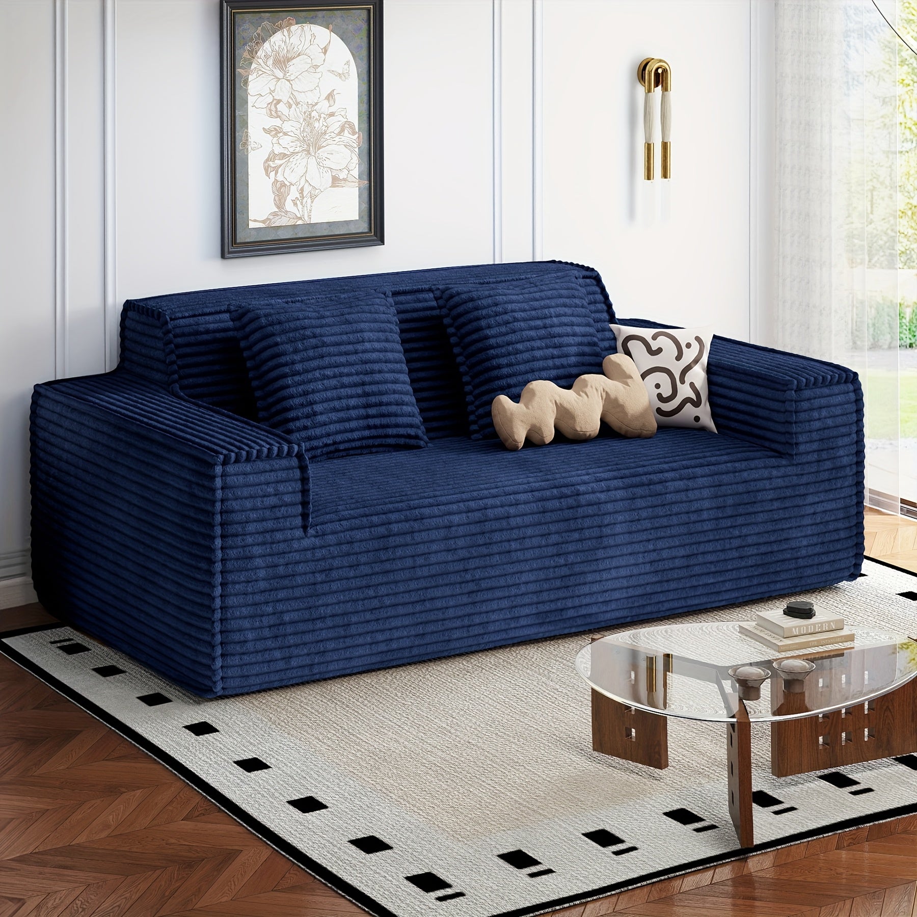 75'' Cloud Loveseat Sofa Couch with Ottomans, Modular Sectional 2 Seater Sofa with Deep Seat